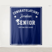 モダン ネイビーブルー 卒業写真撮影用 背景シート タペストリー (正面)