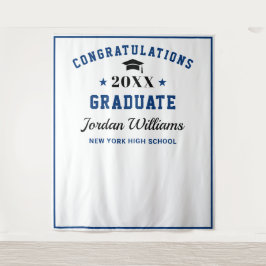 モダン ネイビーブルー 卒業写真撮影用 背景シート タペストリー