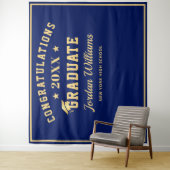 モダン ネイビーブルー 卒業写真撮影用 背景シート タペストリー (インサイチュ)