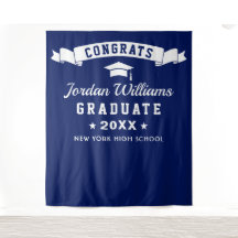 モダン ネイビーブルー 卒業写真撮影用 背景シート