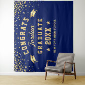 モダン ネイビーブルー 卒業写真撮影用 背景シート タペストリー (インサイチュ)