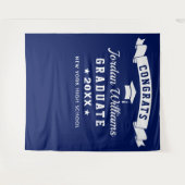 モダン ネイビーブルー 卒業写真撮影用 背景ボード タペストリー (正面(横))