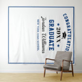 モダン ネイビーブルー 卒業写真撮影 背景シート タペストリー (インサイチュ(横))