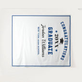 モダン ネイビーブルー 卒業写真撮影 背景シート タペストリー (正面(横))