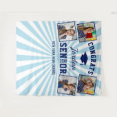 モダン ネイビーブルー 卒業式 4 フォトブース 背景シート タペストリー (正面(横))