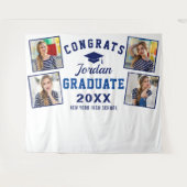 モダン ネイビーブルー 卒業式 4 フォトブース 背景 タペストリー (正面(横))