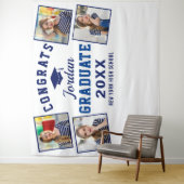 モダン ネイビーブルー 卒業式 4 フォトブース 背景 タペストリー (インサイチュ)