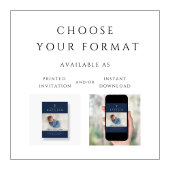 モダン ネイビーブルー 宗教的 十字架 男の子 洗礼 フォト 招待状