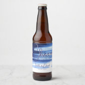 モダン ネイビーブルー 水彩筆跡 ホワイト背景 ビールラベル (正面)