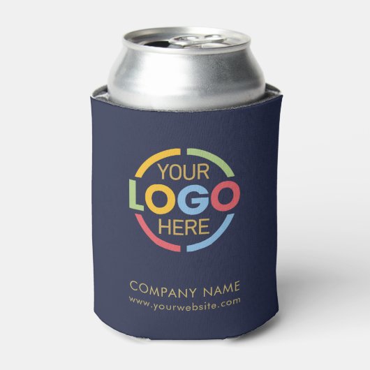 モダン ネイビーブルー 法人 企業 ビジネス ロゴ 缶クーラー (缶正面)