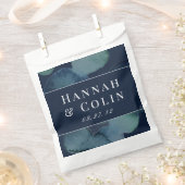 モダン ネイビー エメラルド アブストラクト ウォーターカラー フェイバーバッグ (クリップ留めされた状態)