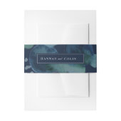 モダン ネイビー エメラルド アブストラクト ウォーターカラー 招待状ベリーバンド (正面例)