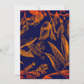 モダン ネイビー オレンジの葉 花の結婚式 招待状 (裏面)