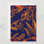 モダン ネイビー オレンジの葉 花柄 卒業 招待状 (裏面)