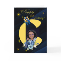 モダン ネイビー & ゴールドイニシャル「C」写真 20歳の誕生日