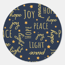 モダン ネイビー & ゴールド ジョイフル クリスマス スクリプト ラウンドシール