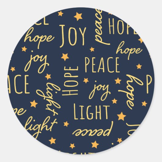 モダン ネイビー & ゴールド ジョイフル クリスマス スクリプト ラウンドシール (正面)