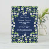 モダン ネイビー フラワー ガーデン ブライダル シャワー 招待状 (スタンド正面)