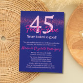 モダン ネイビー ホット ピンク グリッター ブラッシュ 女性 誕生日 招待状