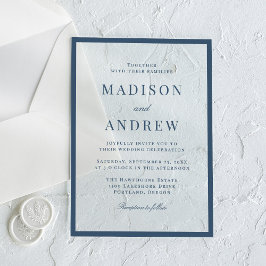 モダン ネイビー ボーダー ウェディング アクリル招待状