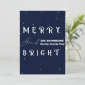 モダン ネイビー メリー＆ブライト 非写真 ホリデー カード (スタンド正面)
