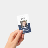 モダン ネイビー 社員 写真 ID バッジ (手持ち)