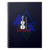 モダン&ネイビ男らしーブルー音楽ヴァイオリンデザイナー ノートブック (正面)