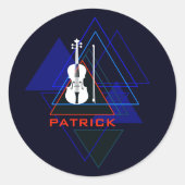 モダン&ネイビ男らしーブルー音楽ヴァイオリンデザイナー ラウンドシール (正面)