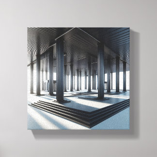 モダン・ネオクラシカル建築アート - 3Dパースペクティブ キャンバスプリント