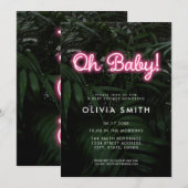 モダン ネオン ベビーシャワー 招待状 (正面/裏面)