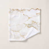 モダン ネーム ゴールド ルック マーブル パターン バスタオルセット (ウォッシュタオル)