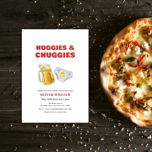 モダン・ハギーズ・チャギーズ ビールとおむつ ベビーシャワー 招待状