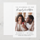 モダン ハッピーエンド フォトエンゲージメント 案内状 (正面/裏面)