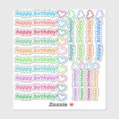 モダン「ハッピーバースデー!」 + [ハートアウトライン図形] シール (シート)