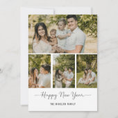 モダン ハッピー ニュー イヤー フォト コラージュ カード | エレガント (正面)