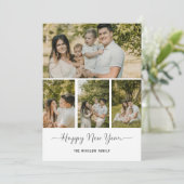 モダン ハッピー ニュー イヤー フォト コラージュ カード | エレガント (スタンド正面)