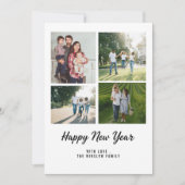 モダン ハッピー ニュー イヤー フォト コラージュ カード | エレガント (正面)