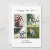 モダン ハッピー ニュー イヤー フォト コラージュ カード | エレガント (正面)