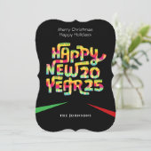 モダン ハッピー ニュー イヤー 2025 カラフル パーソナライズド シーズンカード (スタンド正面)