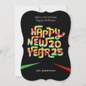 モダン ハッピー ニュー イヤー 2025 カラフル パーソナライズド シーズンカード (正面)