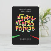 モダン ハッピー ニュー イヤー 2025 カラフル パーソナライズド シーズンカード (スタンド正面)
