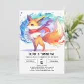 モダン ハッピー フォックス バースデー 招待状 (スタンド正面)