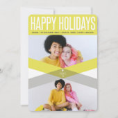 モダン ハッピー ホリデーズ イエロー ダブル アローズ フォト シーズンカード (正面)
