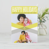 モダン ハッピー ホリデーズ イエロー ダブル アローズ フォト シーズンカード (スタンド正面)