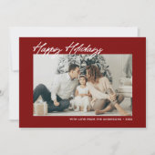 モダン ハッピー ホリデーズ オーダーメッセージ & フォト シーズンカード (正面)