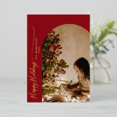 モダン ハッピー ホリデーズ 2 枚の写真が楽しめるクリスマス カード (立ち正面)