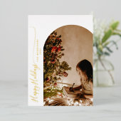 モダン ハッピー ホリデーズ 2 枚の写真のクリスマス カード (立ち正面)