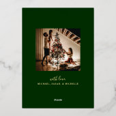 モダン ハッピー ホリデー 2 枚の写真 クリスマス ホイル カード (裏面)