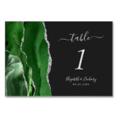 モダン ハンター グリーン シルバー アゲート ダーク ウェディング テーブルナンバー (正面)