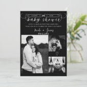 モダン ハーツ ブラック & ホワイト ミニマル ベイビー シャワー (スタンド正面)